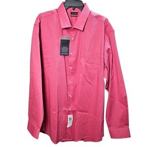 Van Heusen Mens Everyday Defense Fitted Stretch Dress Shirt Rouge Pink 2XL NEW
